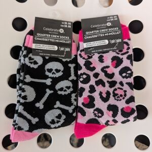 🚨2/$10 Clearance🚨 Halloween Skull and Leopard Print Sock Set
